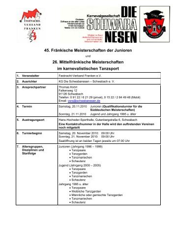 45. Fränkische Meisterschaften der Junioren 26. Mittelfränkische ...