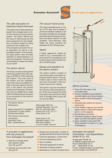 Siphon and vacuum hand-pump - Schwaben-Kunststoff