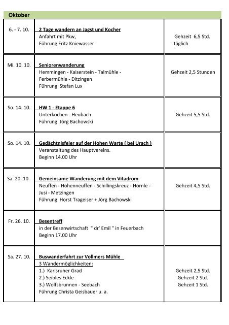 Jahres - Programm 2012 - Schwäbischer Albverein