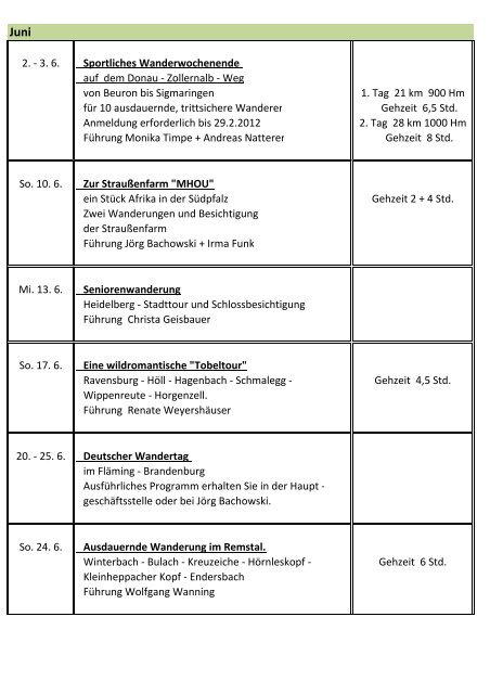 Jahres - Programm 2012 - Schwäbischer Albverein