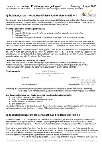 Handout zum Vortrag: „Erziehung kann gelingen“ - Schwäbischer ...