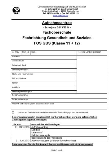 FOS GUS (Klasse 11 + 12) - Schulportal Bremerhaven