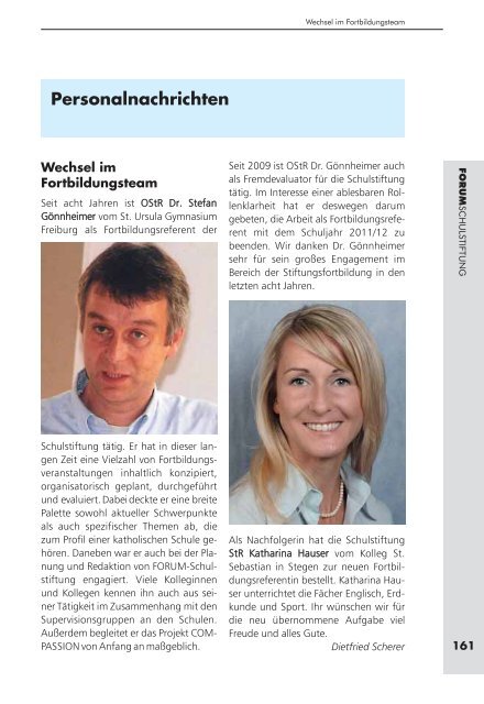 Personalnachrichten Schulstiftung Der Erzdiozese Freiburg