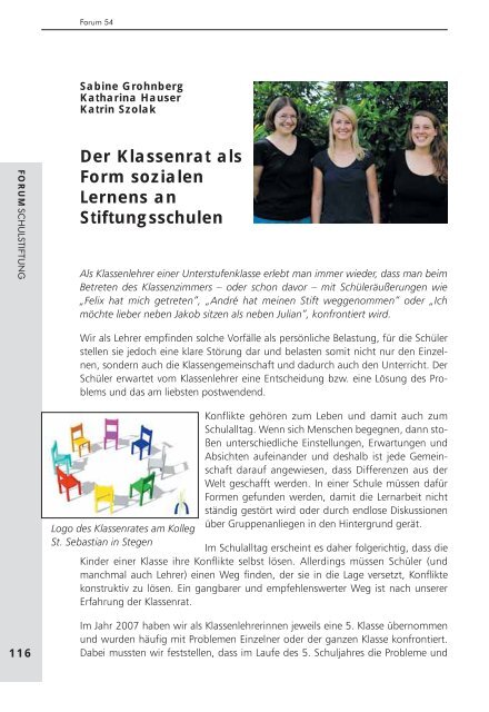 Der Klassenrat Als Form Sozialen Lernens An Stiftungsschulen