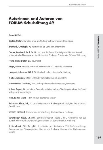 Autorinnen und Autoren von FORUM-Schulstiftung 49 - Schulstiftung ...