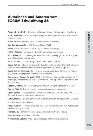 Autorinnen und Autoren vom FORUM Schulstiftung 56 - Schulstiftung ...