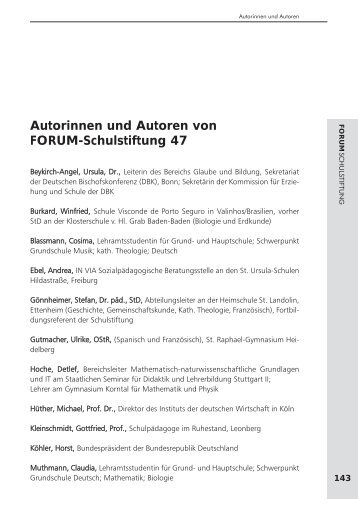 Autorinnen und Autoren von FORUM-Schulstiftung 47 - Schulstiftung ...