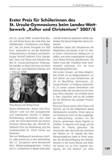 16 Preisträgerinnen Heft 48 - Schulstiftung der Erzdiözese Freiburg