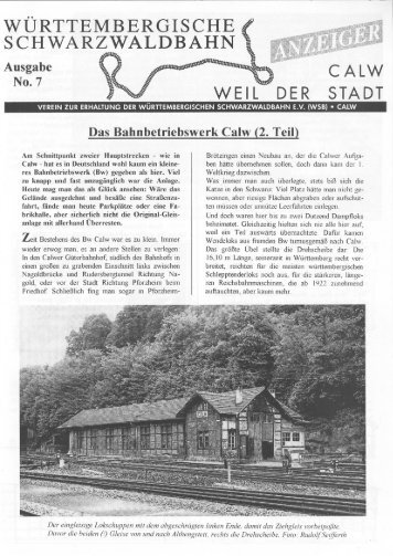 WSB-Anzeiger Nr.7 - Württembergische Schwarzwaldbahn