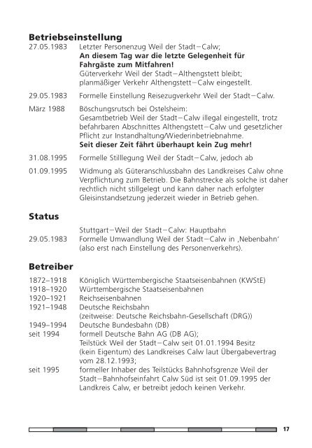 Zugkunft für Calw - Württembergische Schwarzwaldbahn