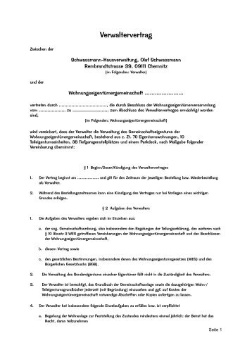 Verwaltervertrag allgemein - Schwassmann Hausverwaltung