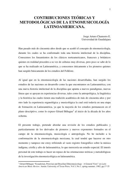 contribuciones teóricas y metodológicas de la etnomusicología ...