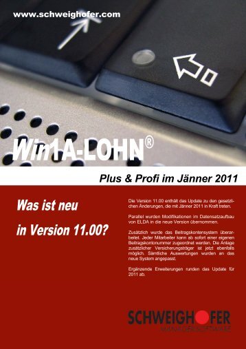 Was ist neu in Version 11.00? - SCHWEIGHOFER Manager