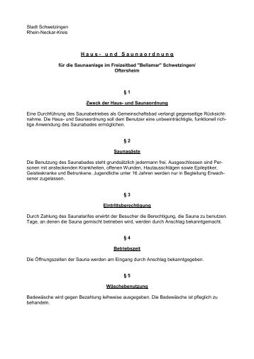 8.03 Haus- und Saunaordnung bellamar.pdf - Schwetzingen