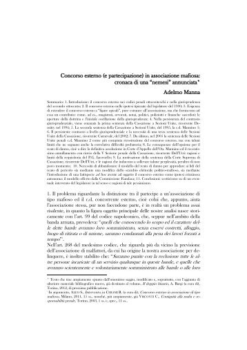 Concorso esterno (e partecipazione) in ... - Archiviopenale.it