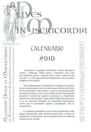 Calendario incontri Coroncina Divina Misericordia - Parrocchia di ...