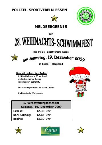 Meldeergebnis 28. Weihnachts- Schwimmfest - Schwimmverein1911