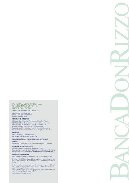 Scarica il NUMERO 4 – Dicembre 2011-Marzo ... - Banca Don Rizzo