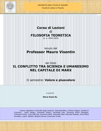 Professor Mauro Visentin - Facoltà di lettere e filosofia