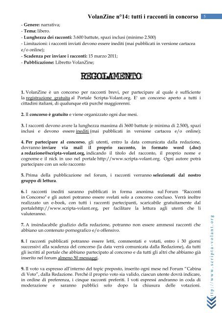 VolanZine n°14: tutti i racconti in concorso - Scripta Volant