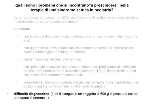 Eziologia e terapia delle sepsi in età pediatrica - VTB Congressi