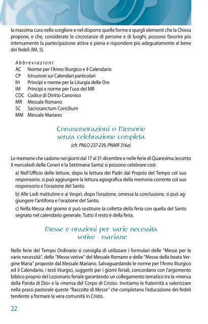 Agenda Liturgica - Provincia di San Michele Arcangelo