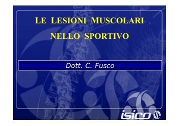 LE LESIONI MUSCOLARI NELLO SPORTIVO - Isico