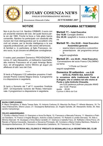 Settembre - Rotary Club di Cosenza