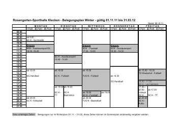 Rosengarten-Sporthalle Klecken - Belegungsplan ... - SC Klecken eV