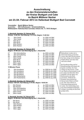 Kreismeisterschaften im Kreis Stuttgart und Calw im Bezirk Mittlerer ...