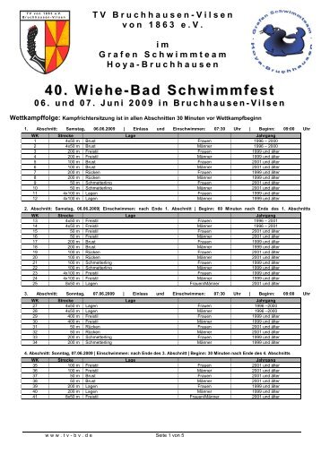 Informationen zum 40. Wiehe-Bad Schwimmfest