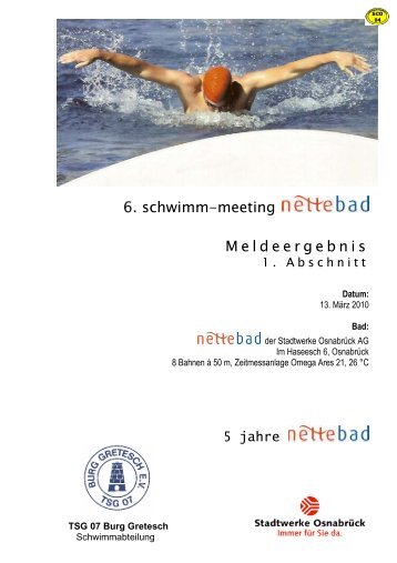6. schwimm-meeting Meldeergebnis