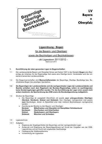 Ligaordnung - Bogen - Schuetzenbezirk Niederbayern im BSSB