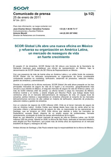 SCOR Global Life abre una nueva oficina en México y refuerza su ...