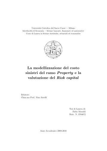 La modellizzazione del costo sinistri del ramo Property e la ... - Scor