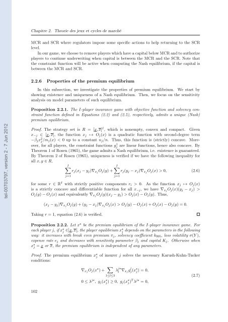 Etude des marchés d'assurance non-vie à l'aide d'équilibres de ...