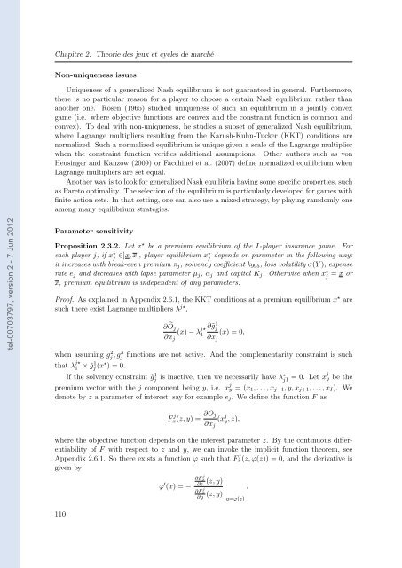 Etude des marchés d'assurance non-vie à l'aide d'équilibres de ...