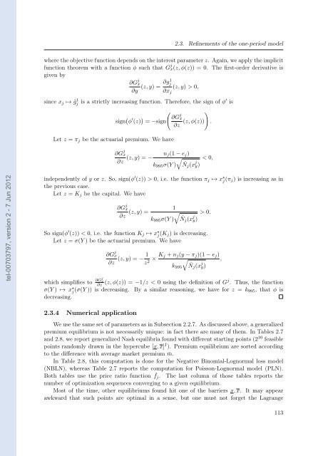 Etude des marchés d'assurance non-vie à l'aide d'équilibres de ...