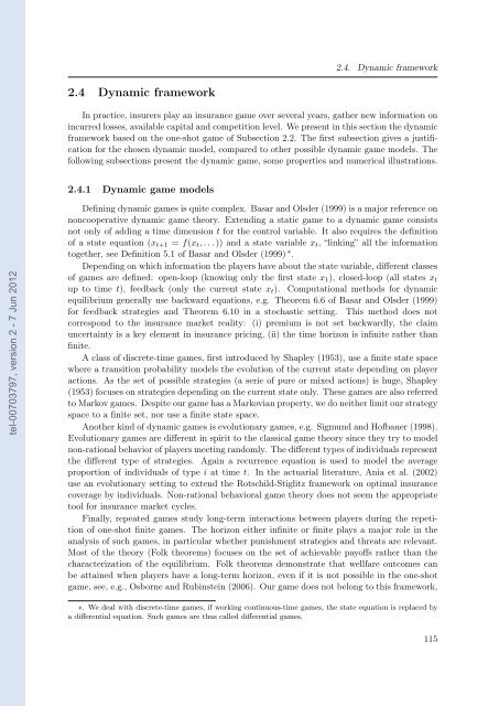 Etude des marchés d'assurance non-vie à l'aide d'équilibres de ...