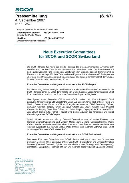 Pressemitteilung (S. 1/7) Neue Executive Committees für SCOR und ...