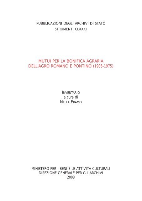 mutui per la bonifica agraria a cura di nella eramo - associazione ...