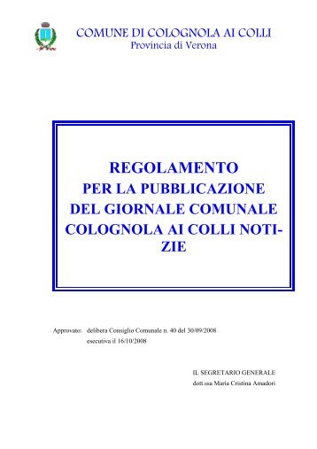 Giornale comunale - Comune di Colognola Ai Colli