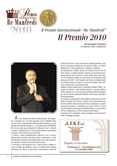 RIVISTA 2010.indd - Premio Internazionale di Cultura Re Manfredi