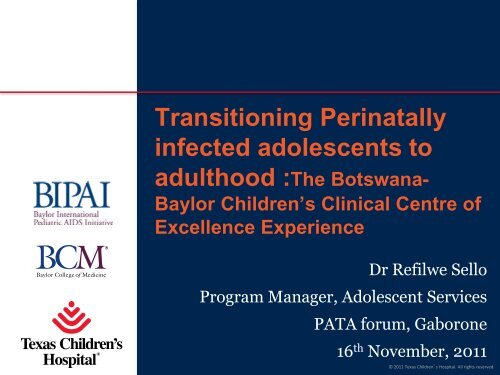 Refilwe Sello transitioning adolescents at Botswana ... - Team PATA