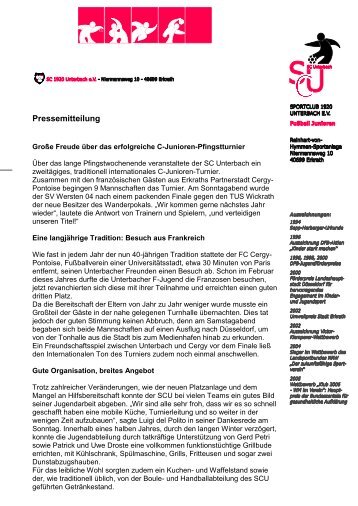 Pressemitteilung vom 13.06.2011 - SC Unterbach