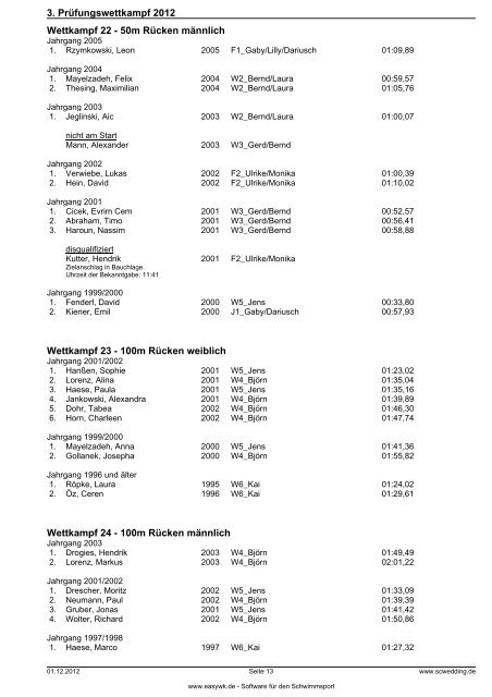 Protokoll 3. Prüfungswettkampf 2012.pdf - Schwimm-Club Wedding ...