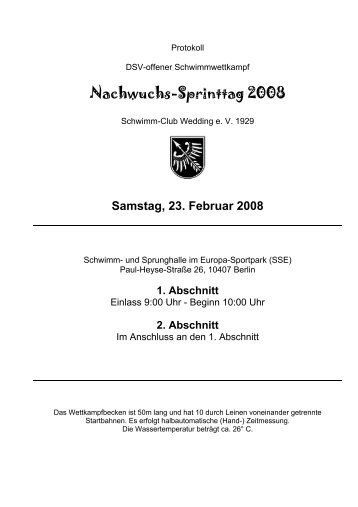 Protokoll Nachwuchs-Sprinttag 2008.pdf - Schwimm-Club Wedding ...