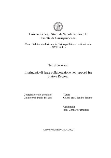 Università degli Studi di Napoli Federico II Facoltà di Giurisprudenza ...