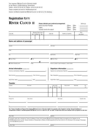 Registration form - Sea Cloud Cruises