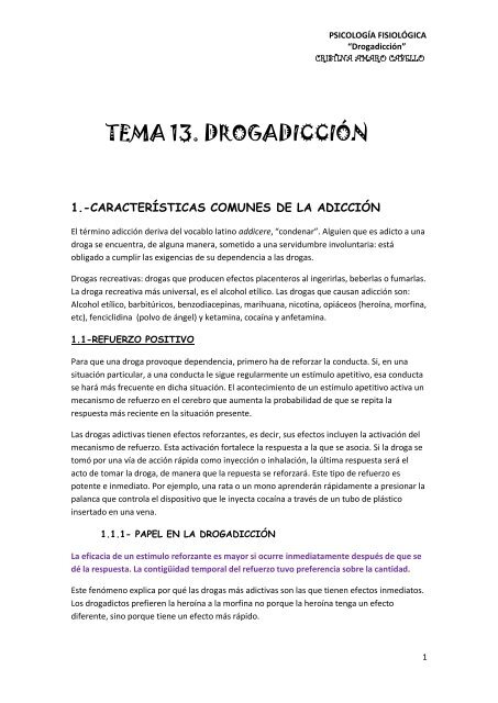 Tema 8. Las drogadicciones - Psicocode